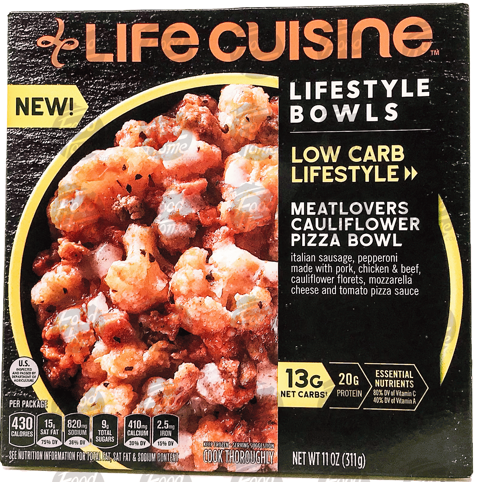 Life Cuisine Low Carb Lifestyle meatlovers cauliflower pizza bowl, frozen bowl Full-Size Picture